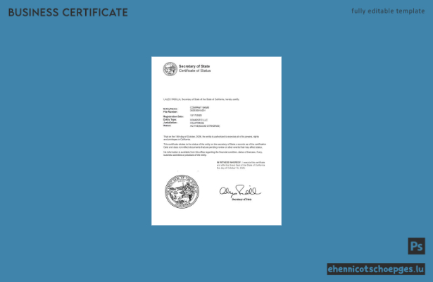 Unbedenklichkeitsbescheinigung (USA, Kalifornien) – Word- und PDF-Datei, Version 2 (Beispielvorschau)